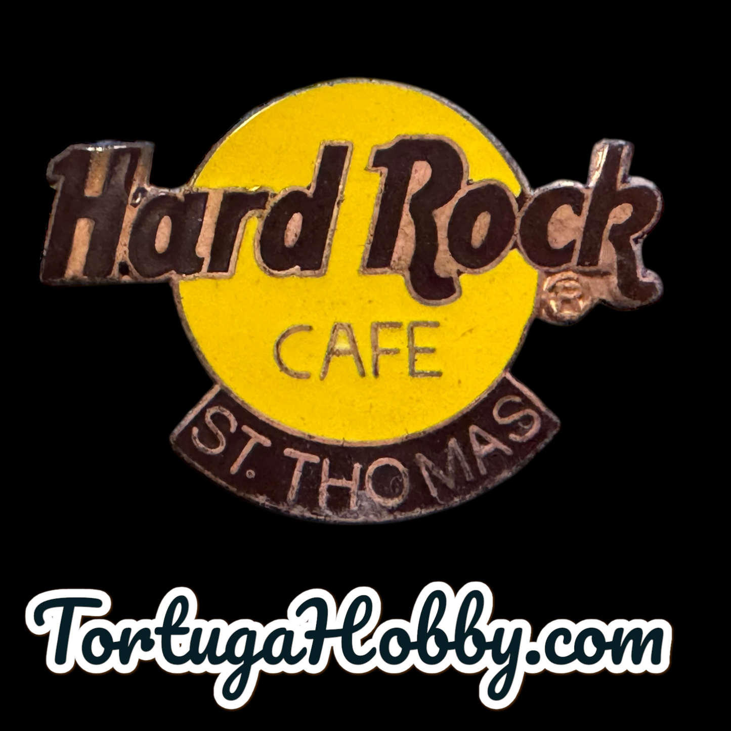 1983 - Hard Rock Cafe - St. Thomas - Classic Yellow HRC Logo Pin