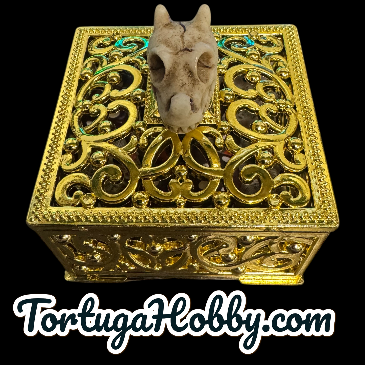 10pc Skeleton Duck Counters with 10 D6 in Square Golden Box - Perfect for Unique Game Night - CCG - Role Play