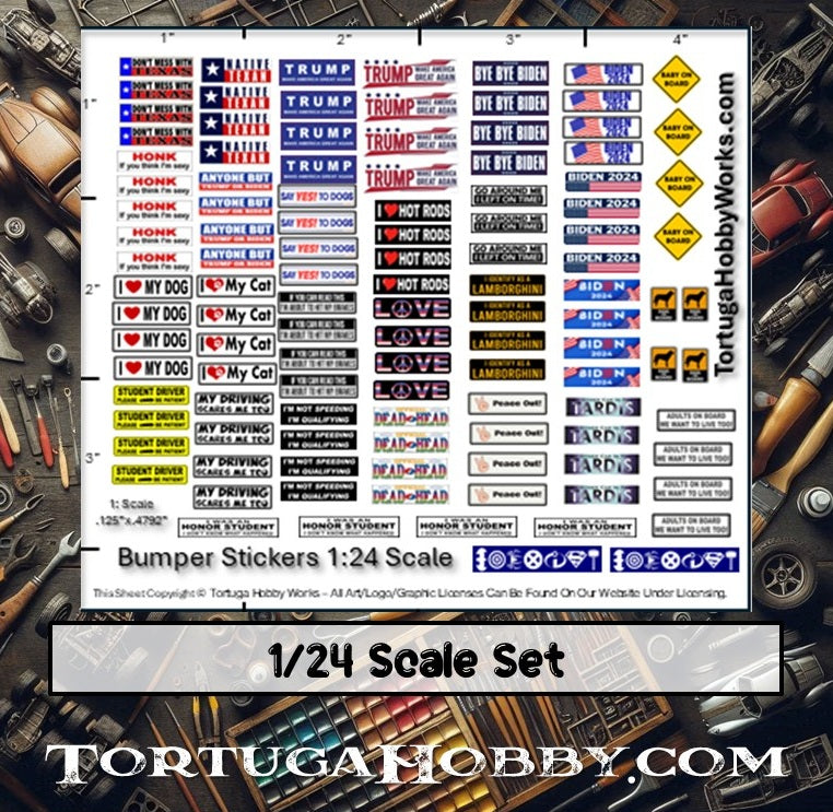 Decals - Bumper Stickers - White Water Slide Decals - 1:24 or 1:18 Scale