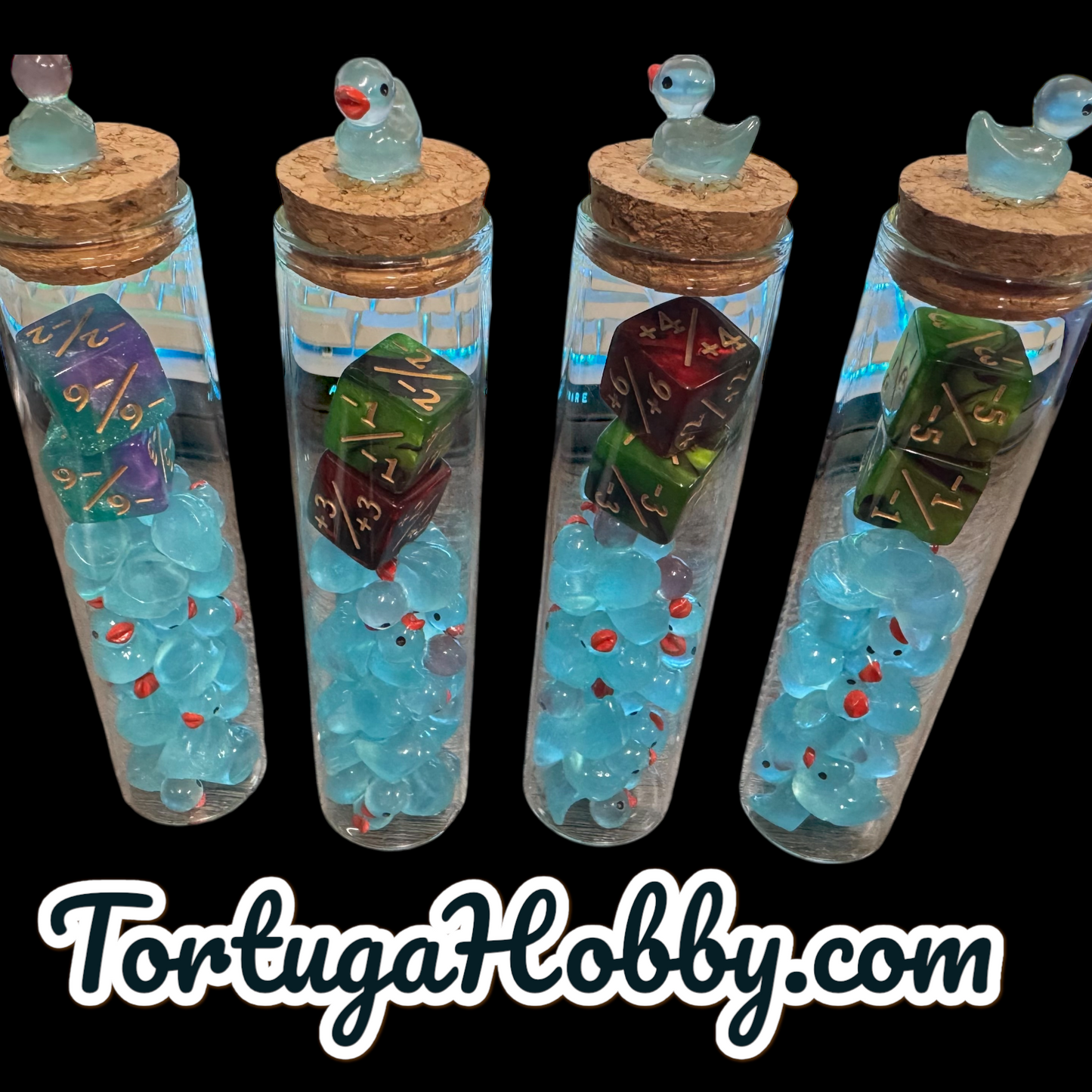 Unique Blue Duck Counters for CCG, TCG, Role-Playing and more - All in Glass Tube Set - Make Your Next Game Night Unique