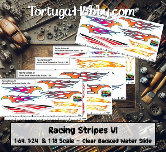 Racing Stripes VI - Clear Water Slide Decals 1:64, 1:24 or 1:18 Scale
