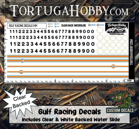 Gulf Decals - Water Slide Decals 1:10 Scale / 1:18 Scale or 1:24 Scale Models, RC or Derby