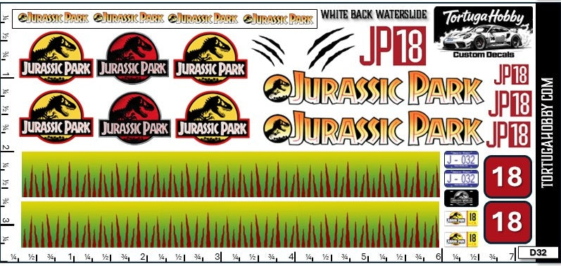 Jurassic Park - Waterslide Decals - Variety Scale