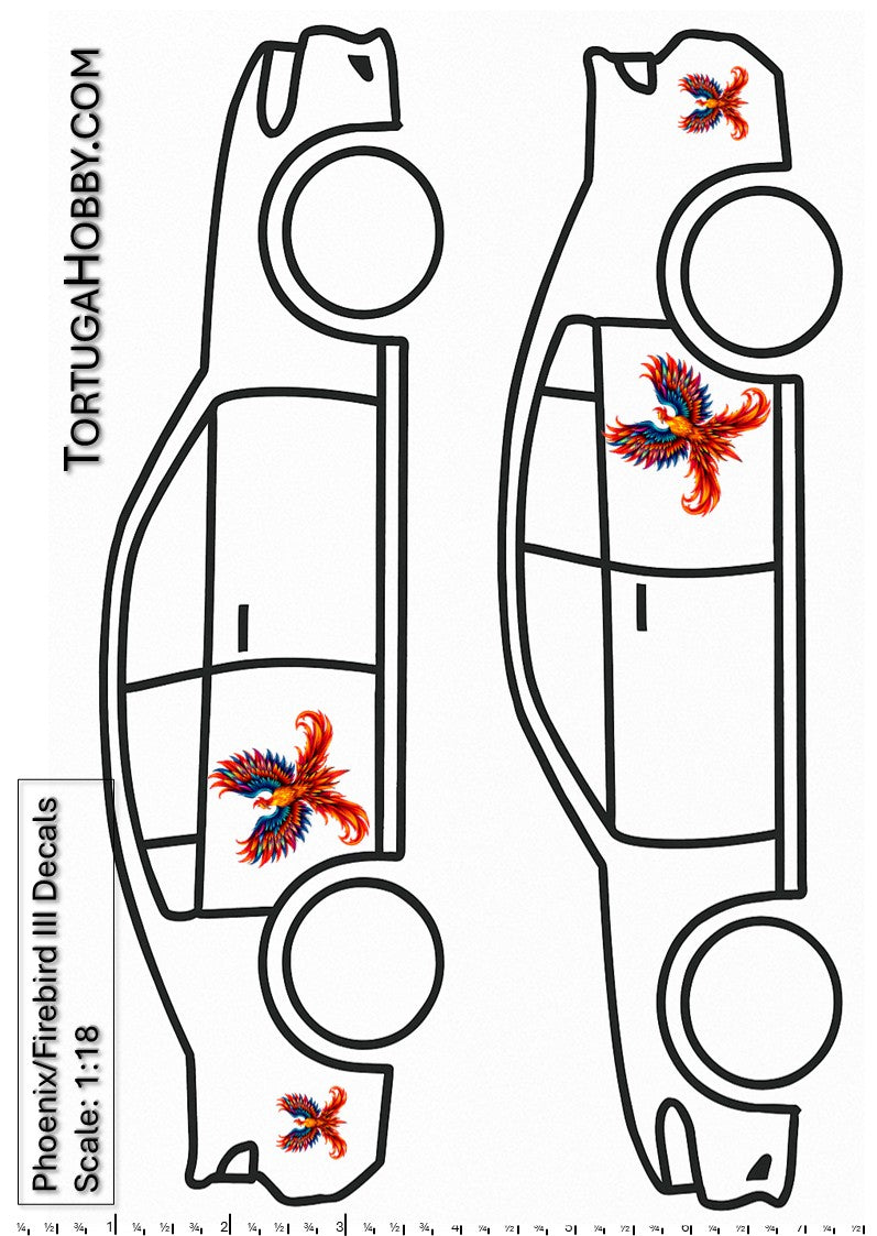 Phoenix/Firebird III - Clear and White Waterslide Decals - 1:18, 1:24 & 1:64 Scale (Copy)