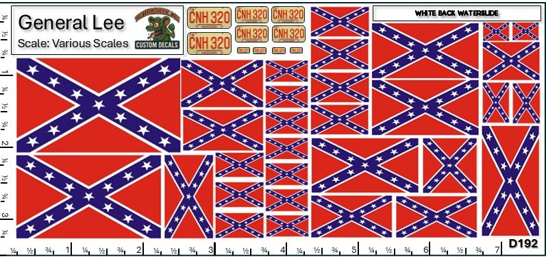 Cars of Hazzard - General Lee - Daisy Duke - Rosco - White Water Slide Decals - 1:24 Scale