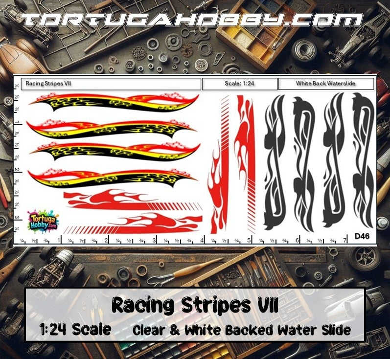 Racing Stripes VII - Clear Water Slide Decals - 1:64, 1:24 & 1:18 Scale