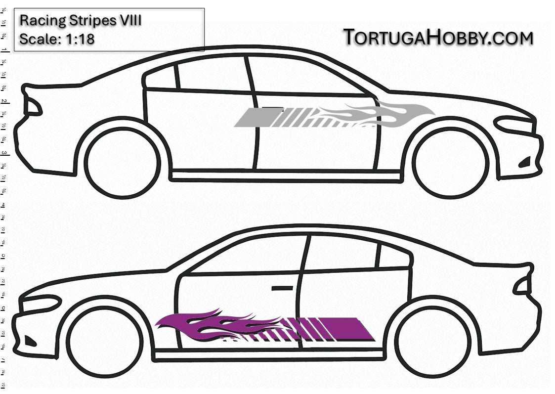 Racing Stripes VIII - Clear Water Slide Decals - 1:64, 1:24 & 1:18 Scale