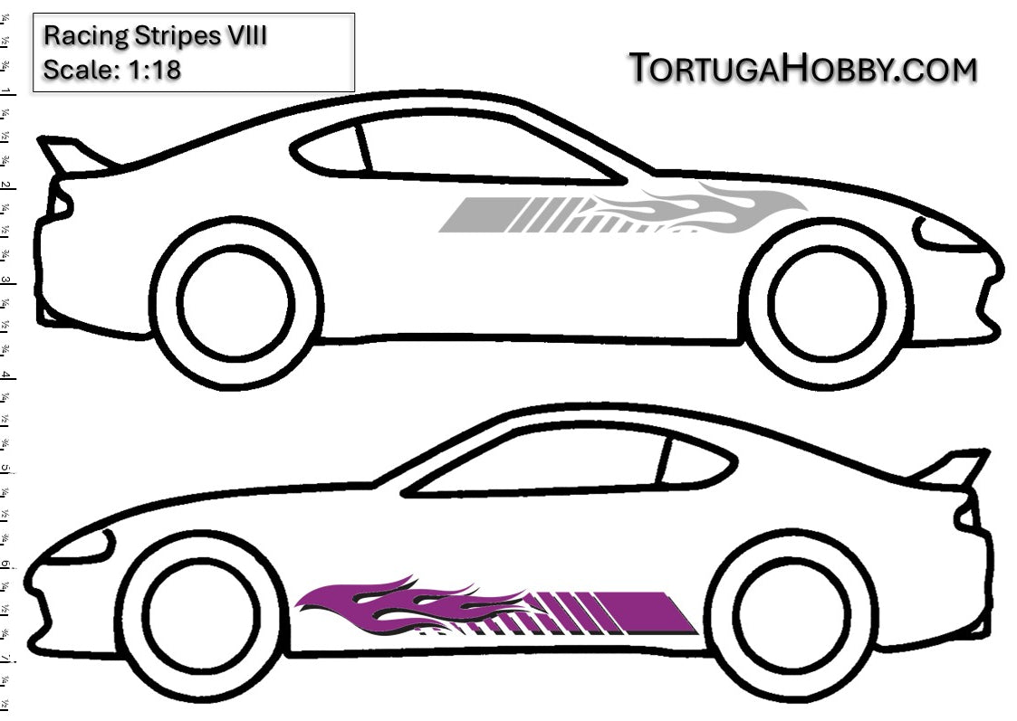 Racing Stripes VIII - Clear Water Slide Decals - 1:64, 1:24 & 1:18 Scale