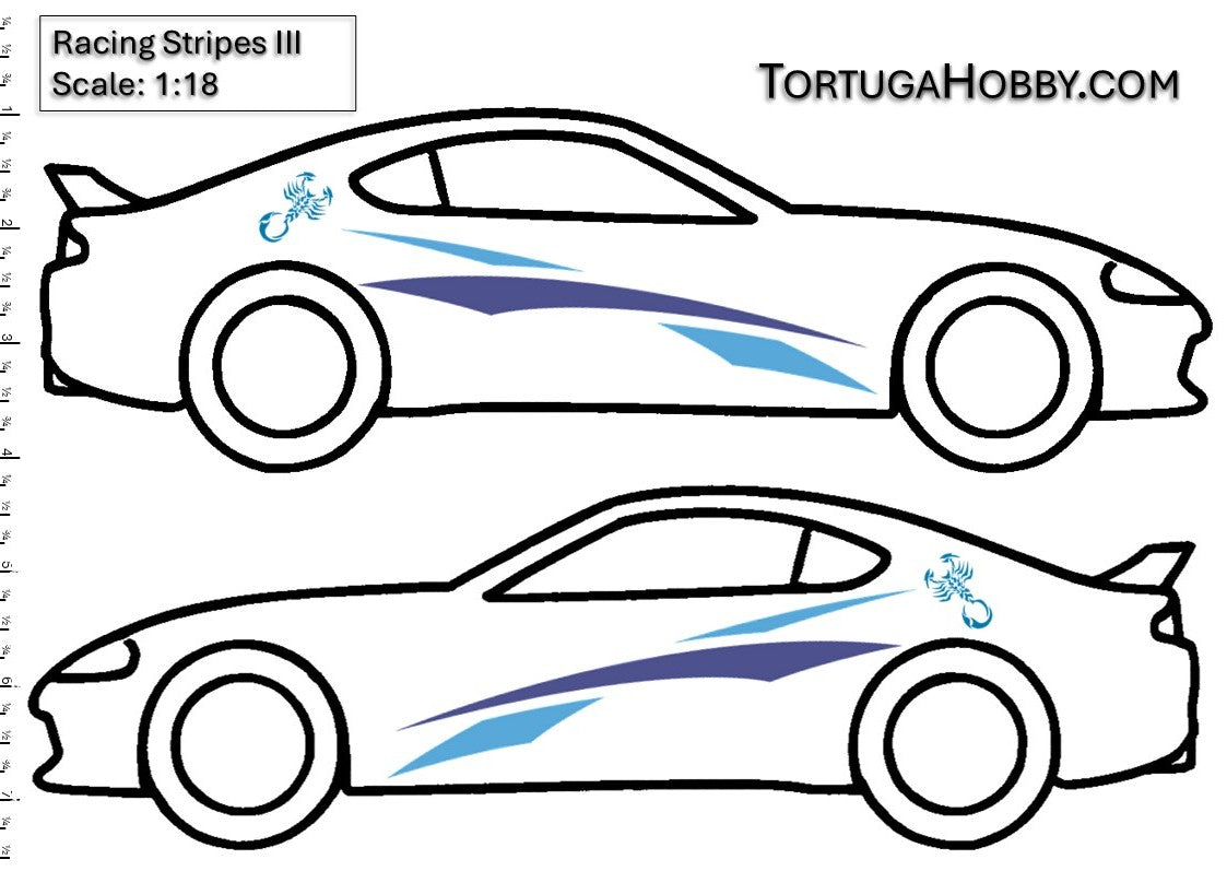 Racing Stripes III - Clear Water Slide Decals - 1:64, 1:24 & 1:18 Scale