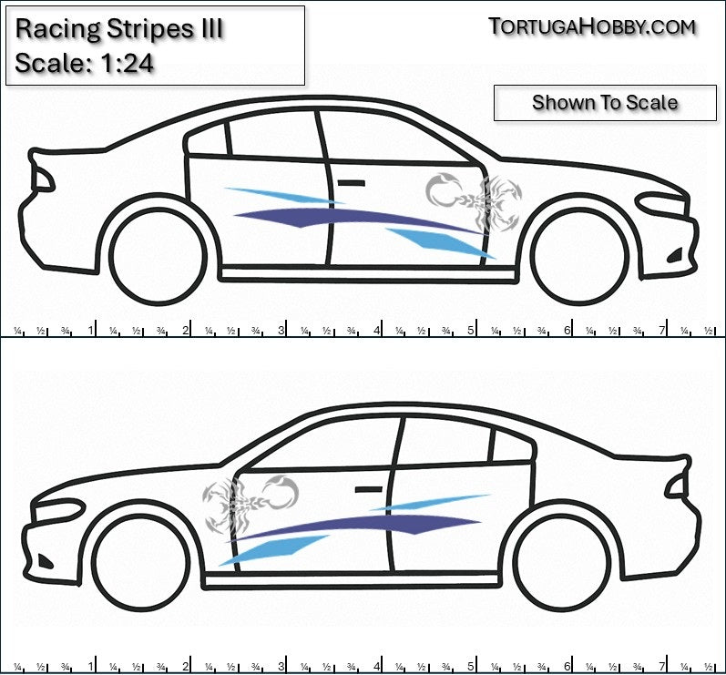 Racing Stripes III - Clear Water Slide Decals - 1:64, 1:24 & 1:18 Scale