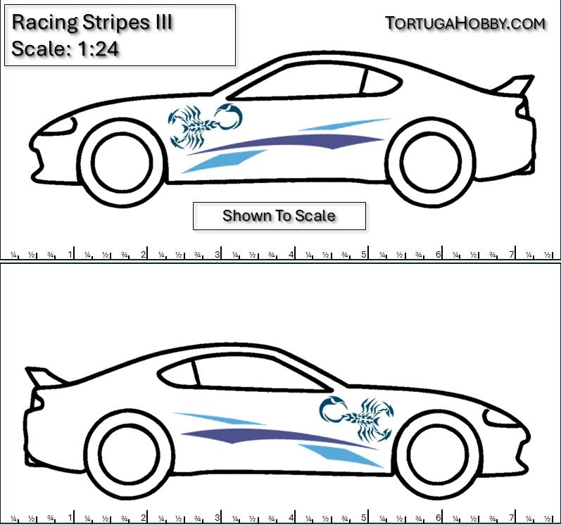 Racing Stripes III - Clear Water Slide Decals - 1:64, 1:24 & 1:18 Scale