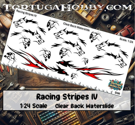 Racing Stripes IV - Clear Water Slide Decals 1:24, 1:64 and 1:18 Scale