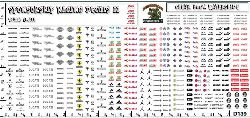 Racing Sponsorship Decals II - Models Cars & Derby - Various Scales