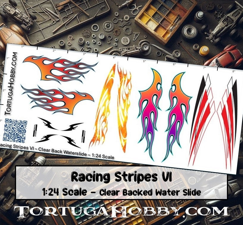Racing Stripes VI - Clear Water Slide Decals 1:24 Scale
