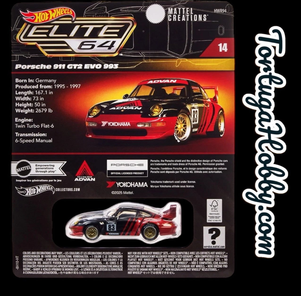2025 - RLC Hot Wheels Elite 64 Porsche 911 GT2 EVO 993 Absolutly Beautiful Art!