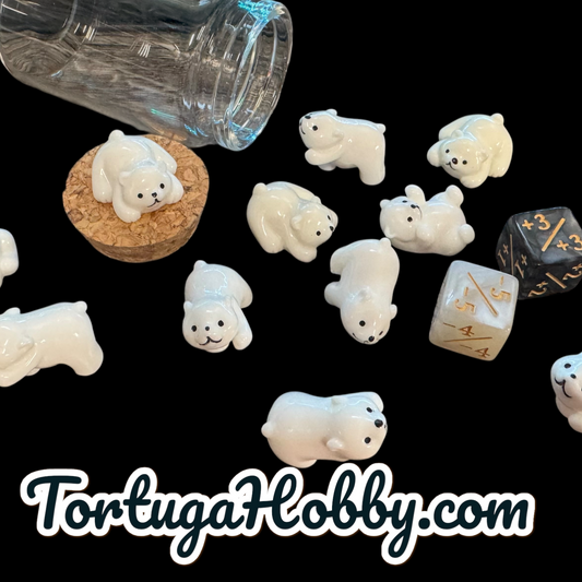 Unique Polar Bear Counters for CCG, TCG, Role-Playing and more - All in Glass Tube Set - Make Your Next Game Night Unique