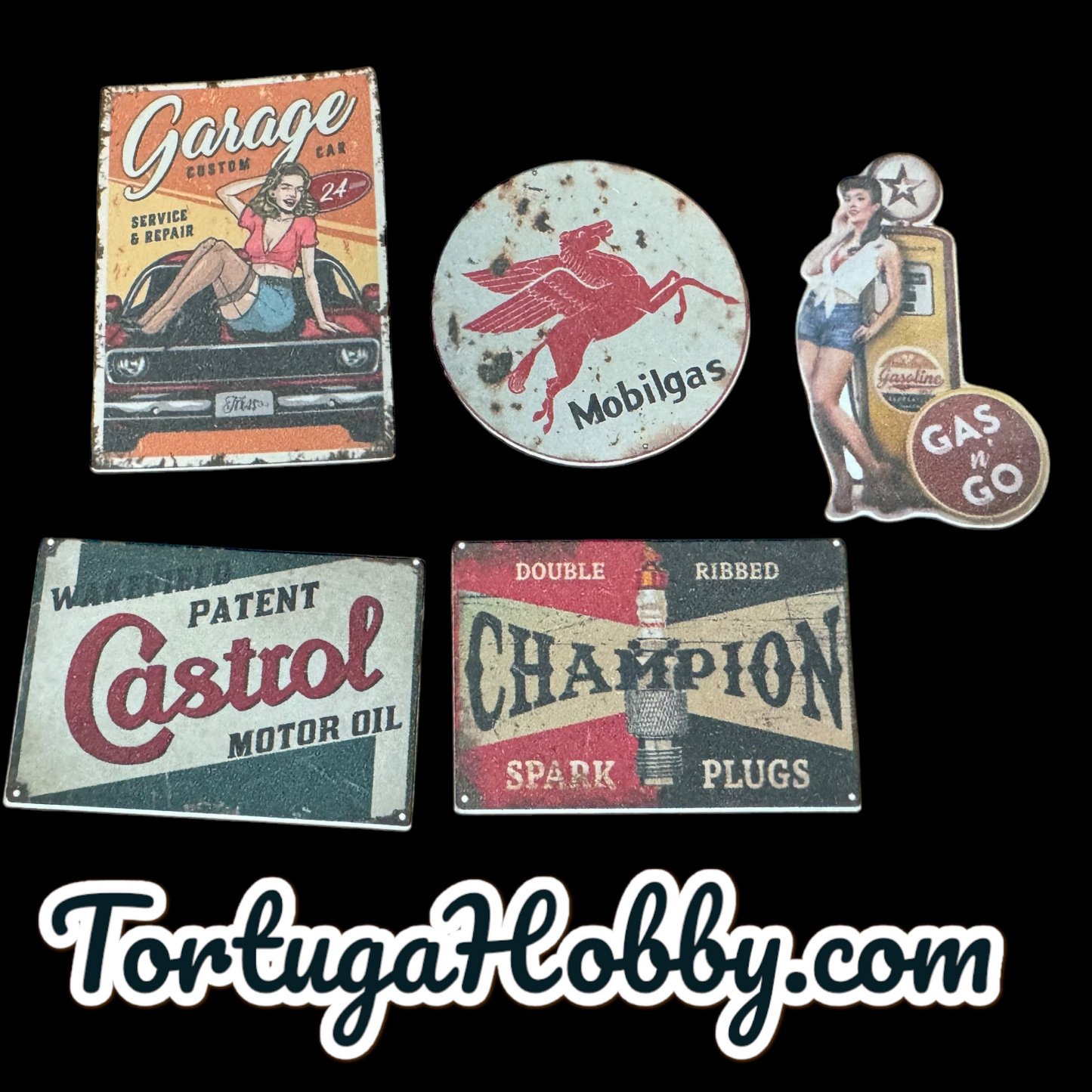 Miniature Garage Signs for Your Diorama, Train Layout or More!
