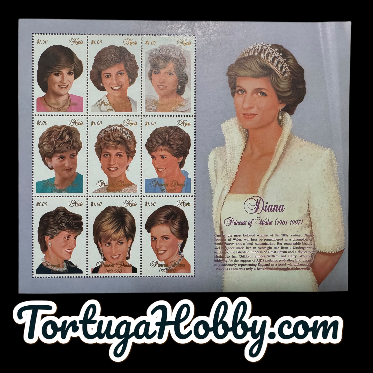 1997 - Princess Diana Portraits, Stamp Collection With Princess Beanie Baby.
