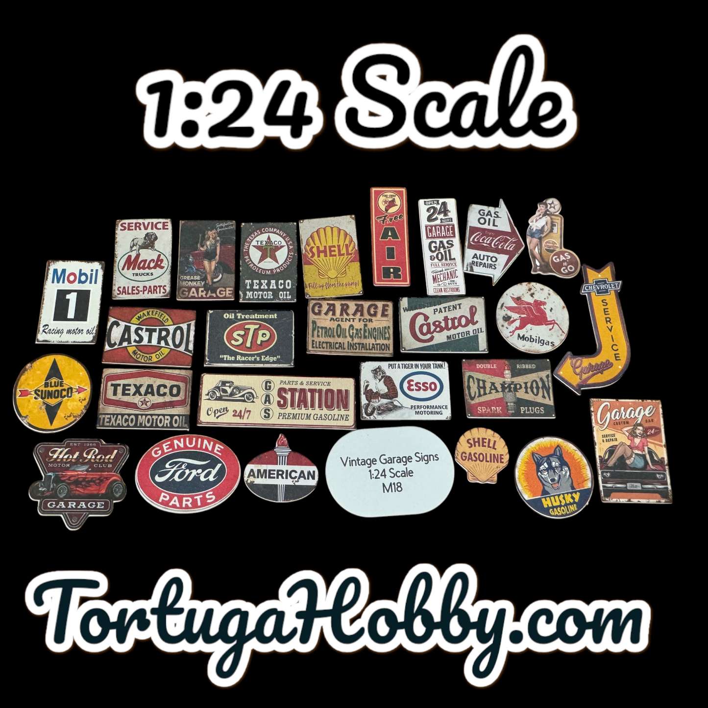 Miniature Garage Signs for Your Diorama, Train Layout or More!