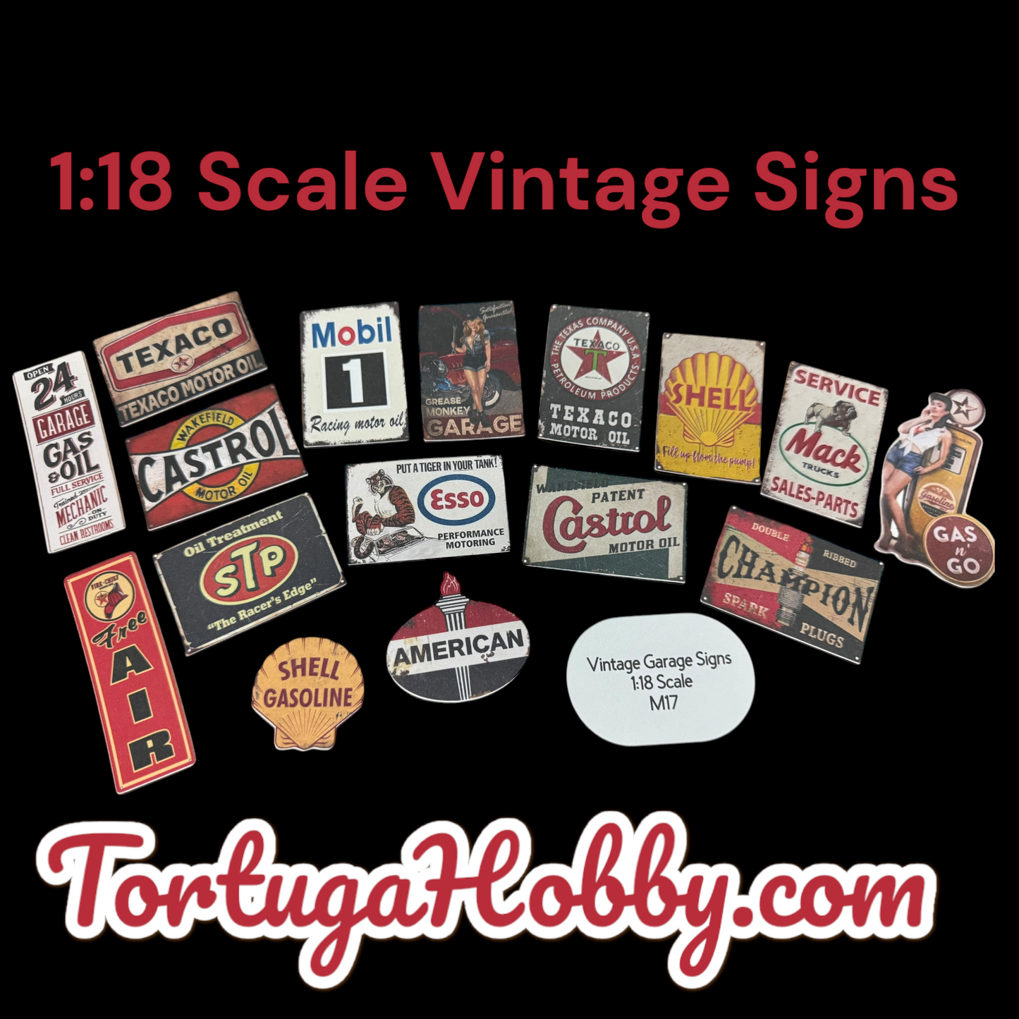 Miniature Garage Signs for Your Diorama, Train Layout or More!