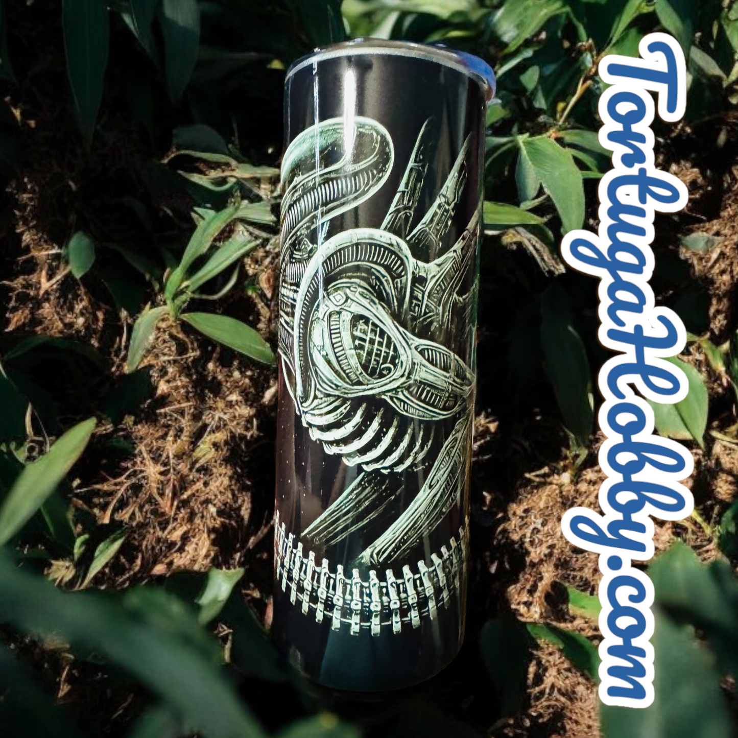 Tumblers - Xenomorph Alien Original Art - Thin Stainless Steel 20oz Tumbler