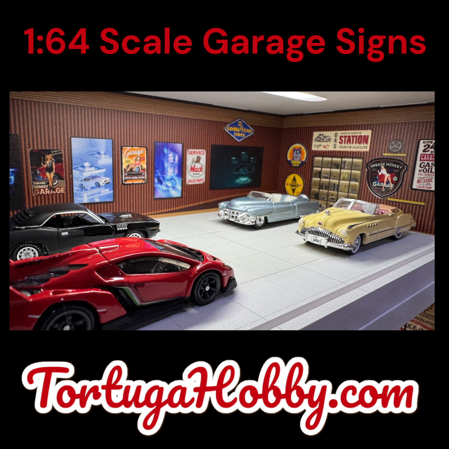Miniature Garage Signs for Your Diorama, Train Layout or More!