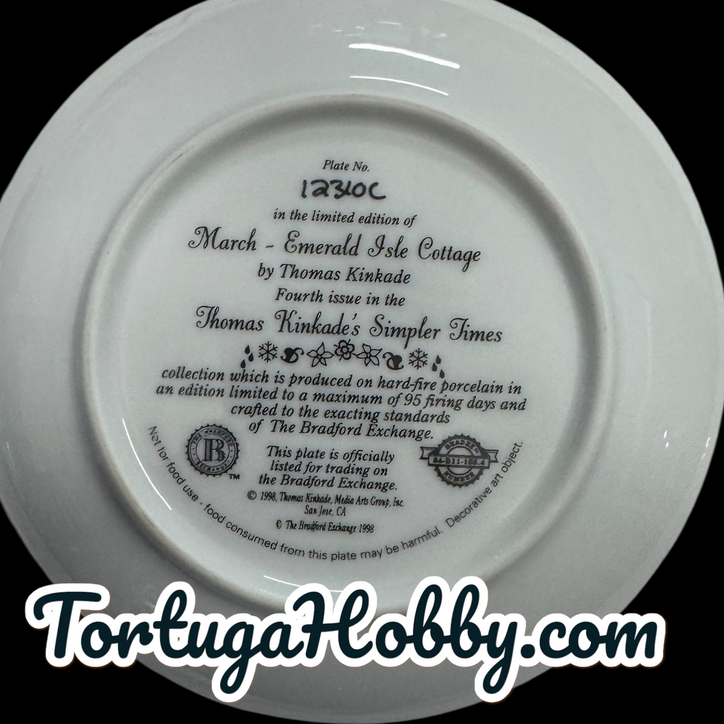 1998 - Thomas Kinkade's Simpler Times #4 - Emerald Isle Cottage Plate - March