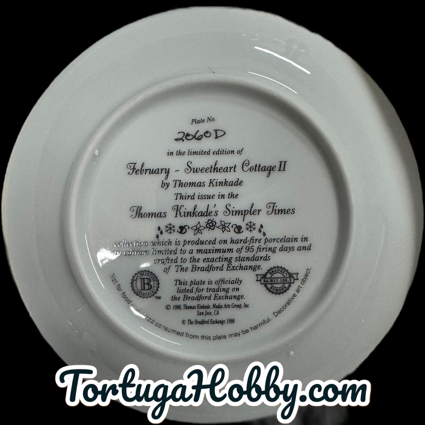 1998 - Thomas Kinkade's Simpler Times #3 - Sweetheart Cottage II Plate - February