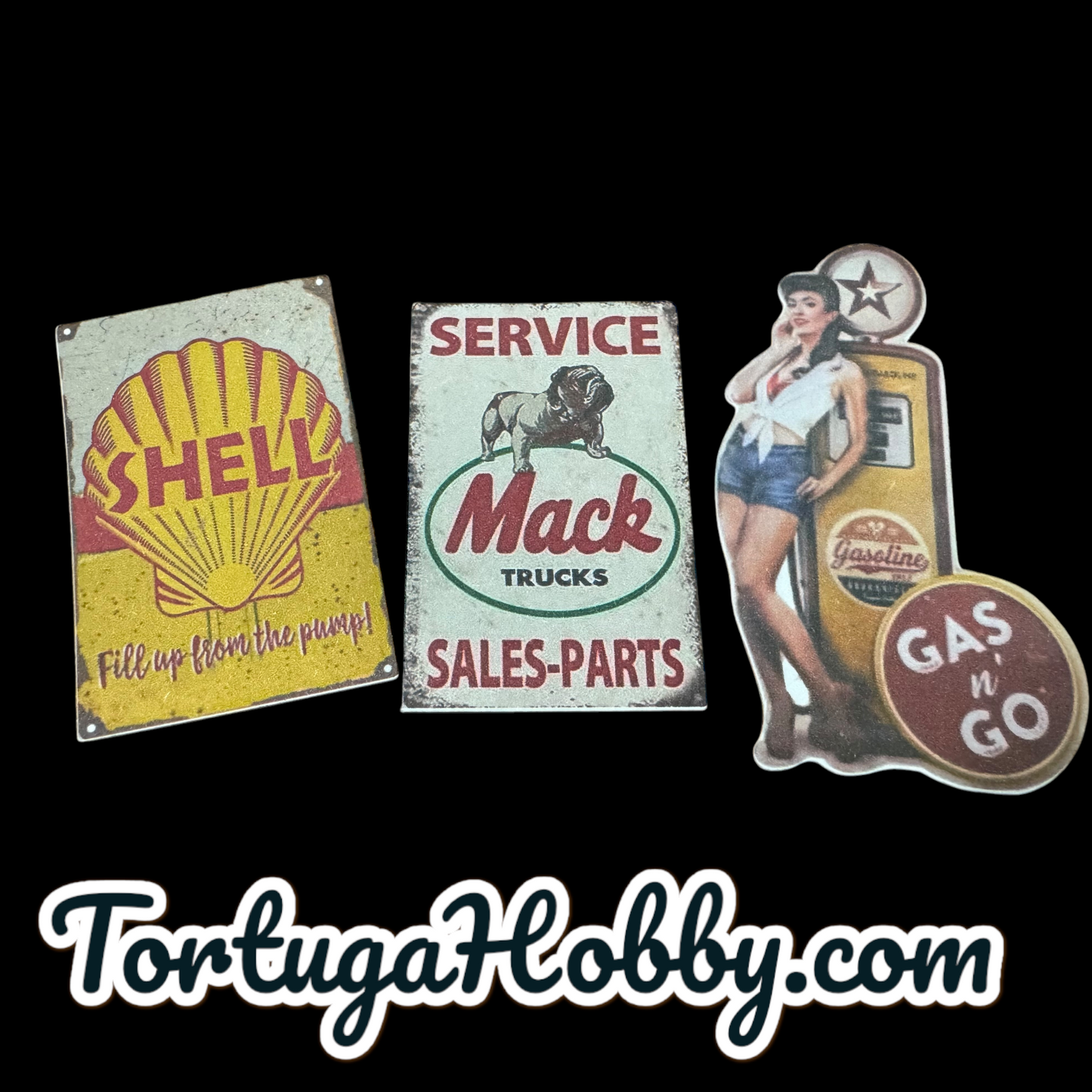 Miniature Garage Signs for Your Diorama, Train Layout or More!