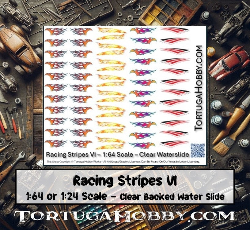 Racing Stripes VI - Clear Water Slide Decals 1:24 Scale