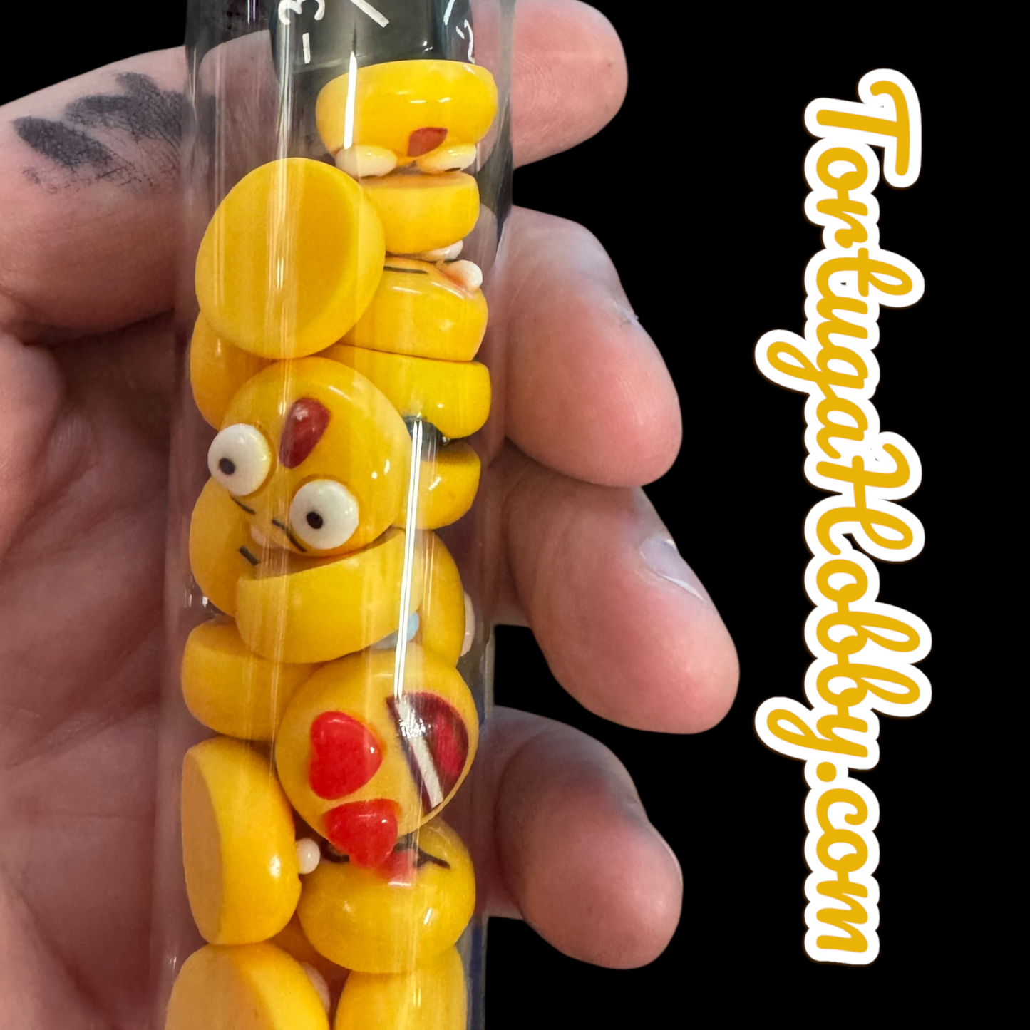 Unique Smiley Faces Counters for CCG, TCG, Role-Playing and more - All in Glass Tube Set - Make Your Next Game Night Unique