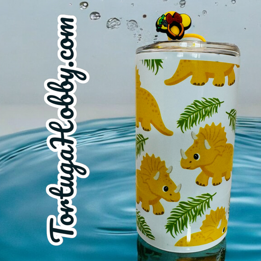 Tumblers - Triceratops - Thin Stainless Steel 12 oz Tumbler