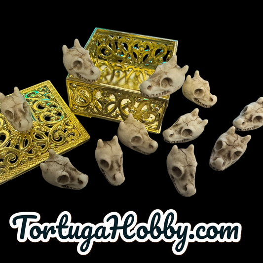10pc Dragon Skull Counters in Golden Box. -Win Your Game Nights!
