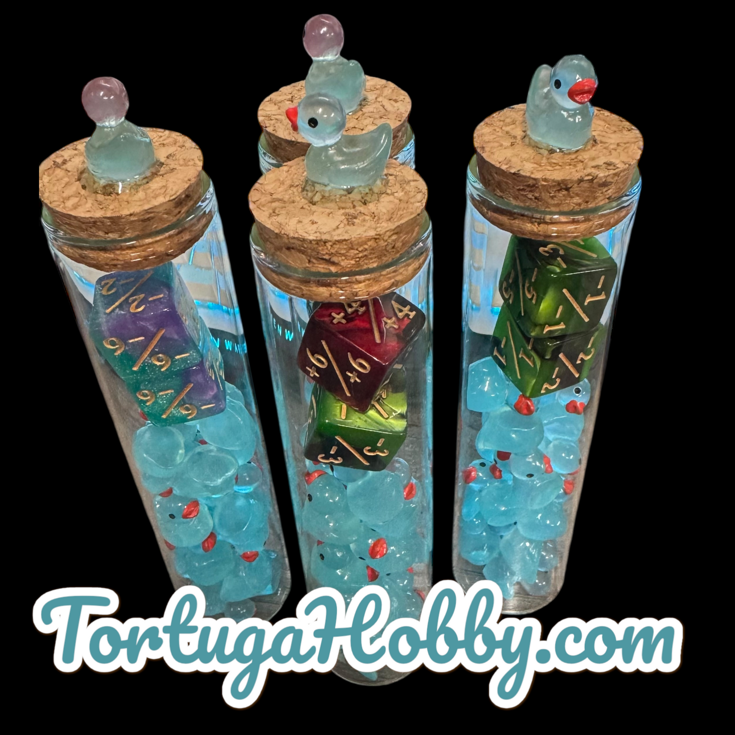 Unique Blue Duck Counters for CCG, TCG, Role-Playing and more - All in Glass Tube Set - Make Your Next Game Night Unique