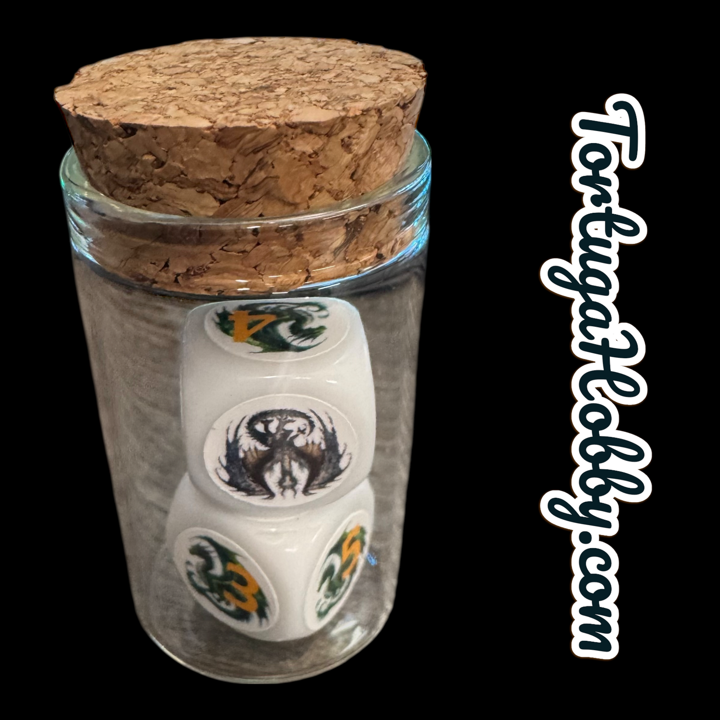 Dragons D6 Set - Includes 2 D6 Dice In Glass Vial