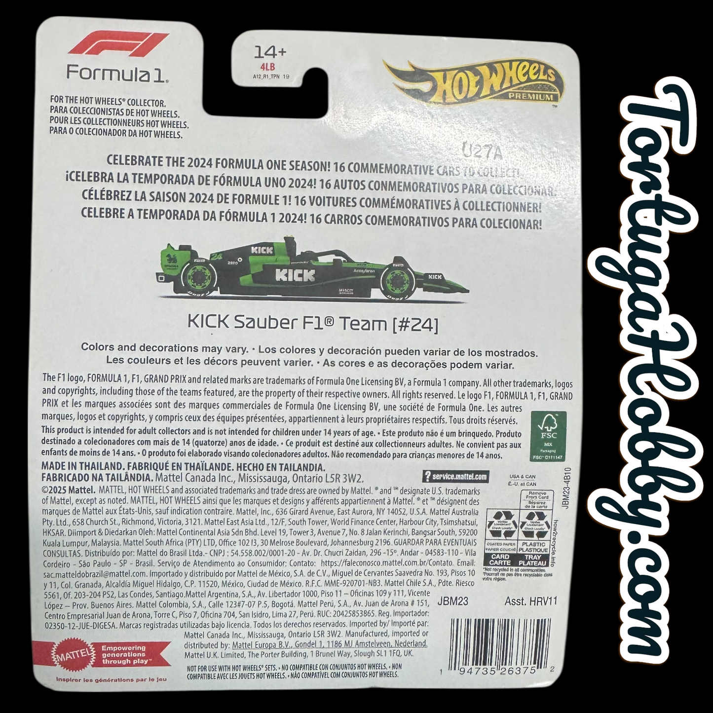 2025 - Hot Wheels Premium Formula 1 Kick Sauber F1 Team #24 Zhou Guanyu