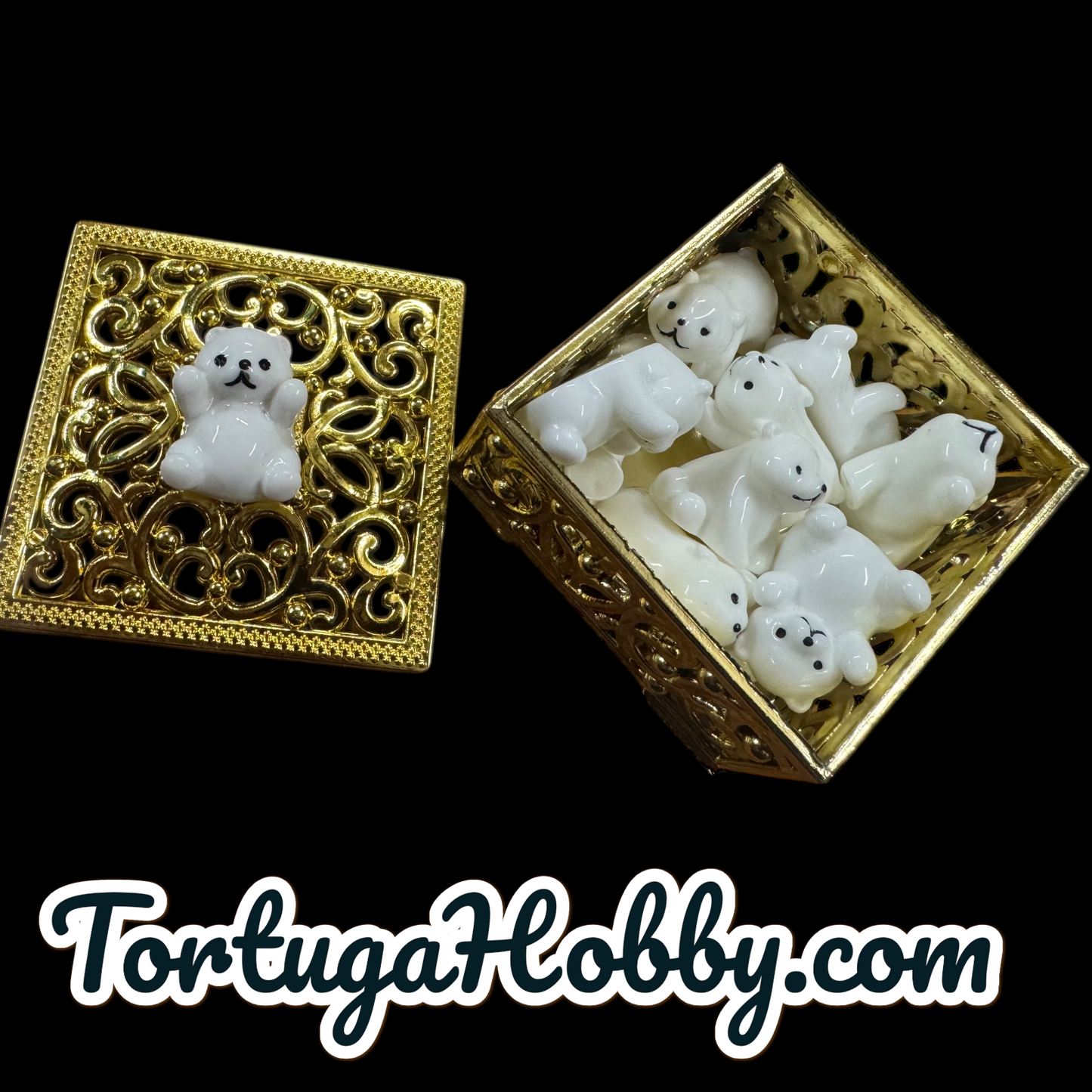 10pc Polar Bear Counters in Square Golden Box - Perfect for Unique Game Night - CCG - Role Play