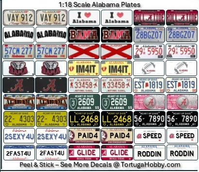 Decals - State License Plates - 1:24 / 1:18 Scale