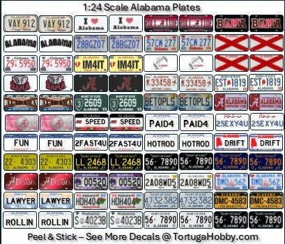 Decals - State License Plates - 1:24 / 1:18 Scale