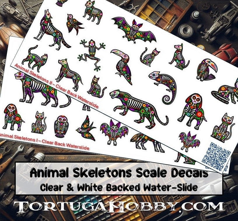 Animal Skeletons - Water Slide Decals - Models & Pine Derby