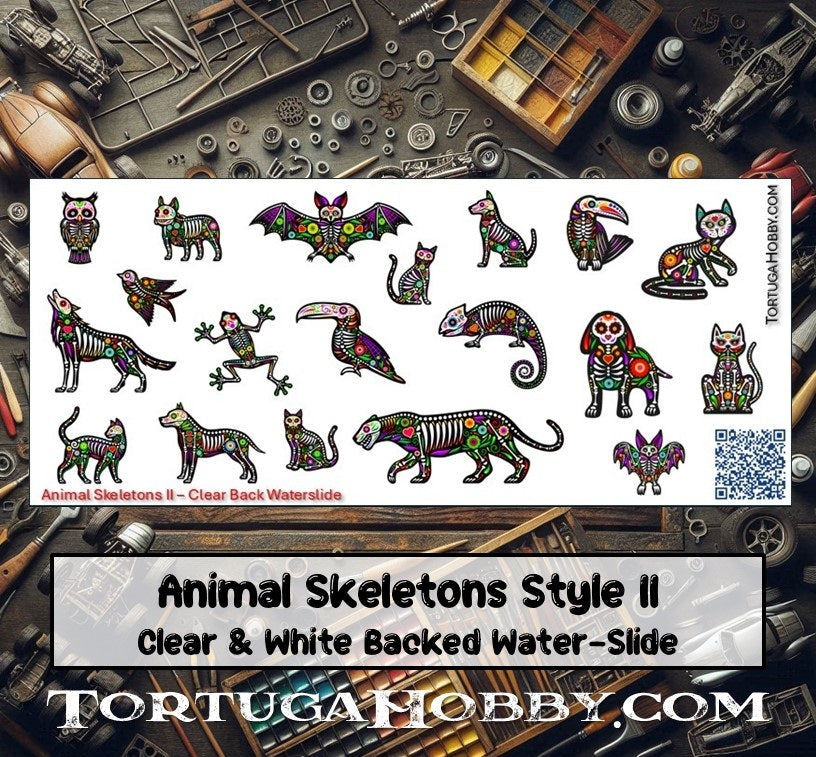 Animal Skeletons - Water Slide Decals - Models & Pine Derby