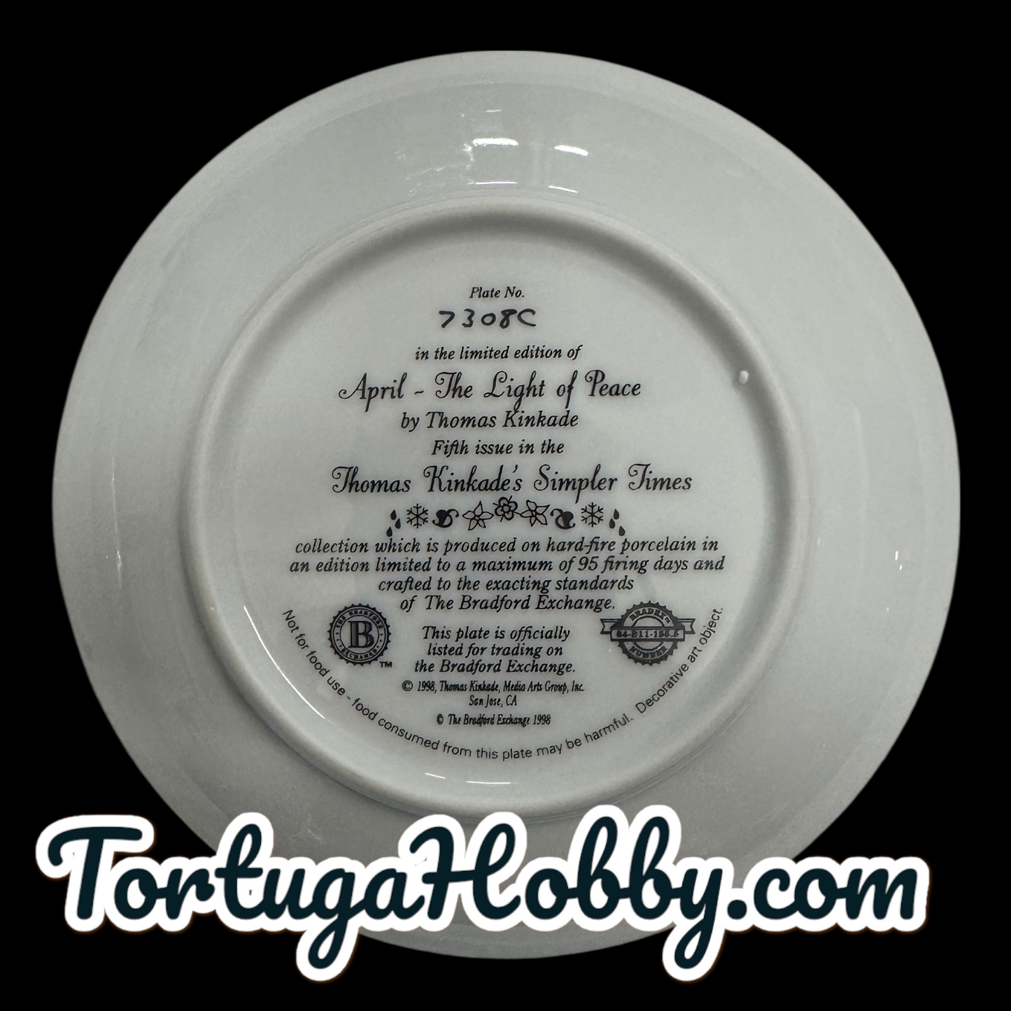 1998 - Thomas Kinkade's Simpler Times #4 - The Light Of Peace Plate - April