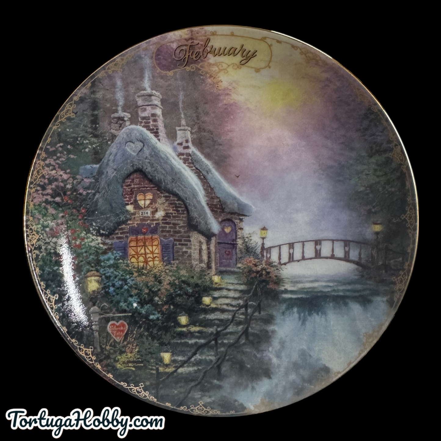 1998 - Thomas Kinkade's Simpler Times #3 - Sweetheart Cottage II Plate - February