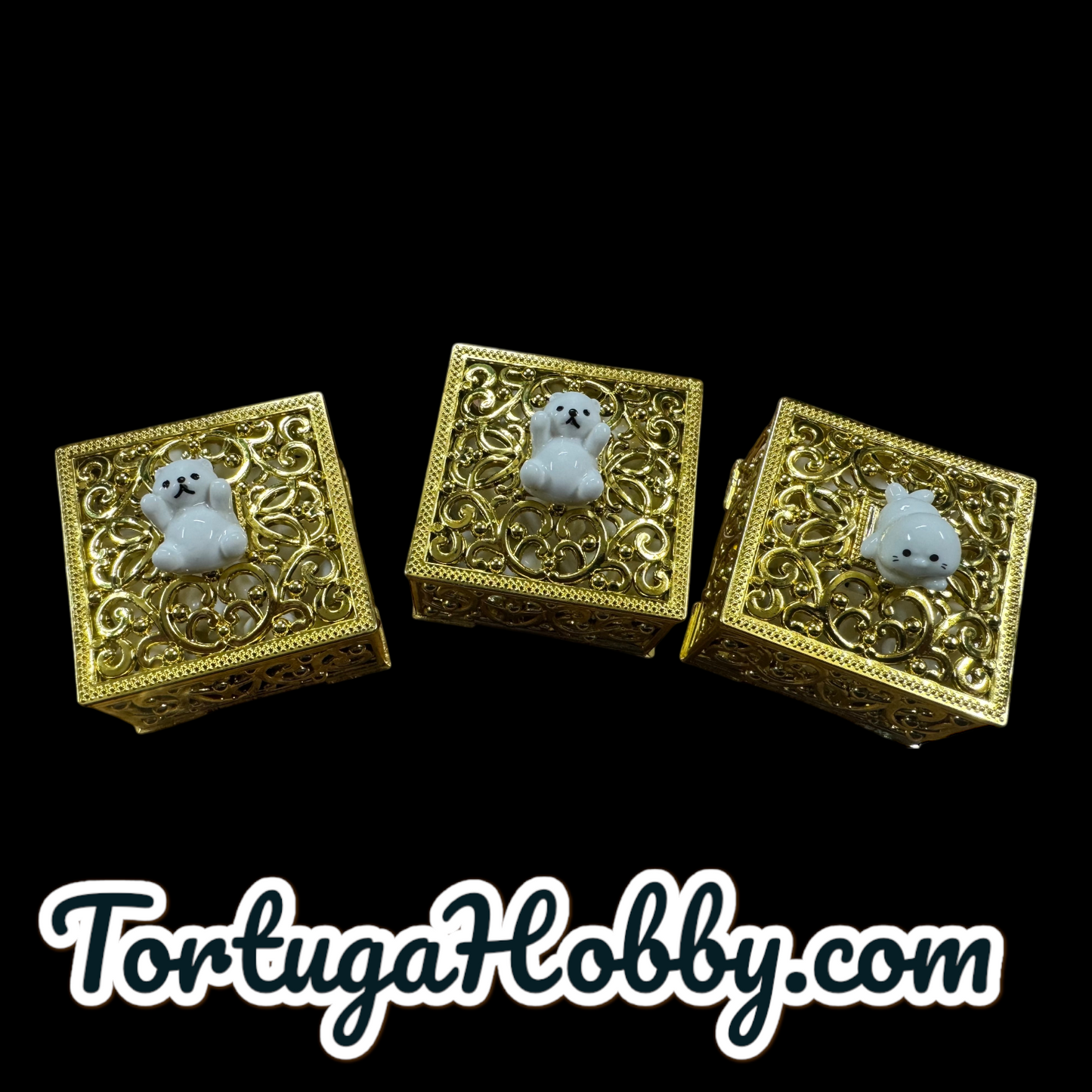 10pc Polar Bear Counters in Square Golden Box - Perfect for Unique Game Night - CCG - Role Play