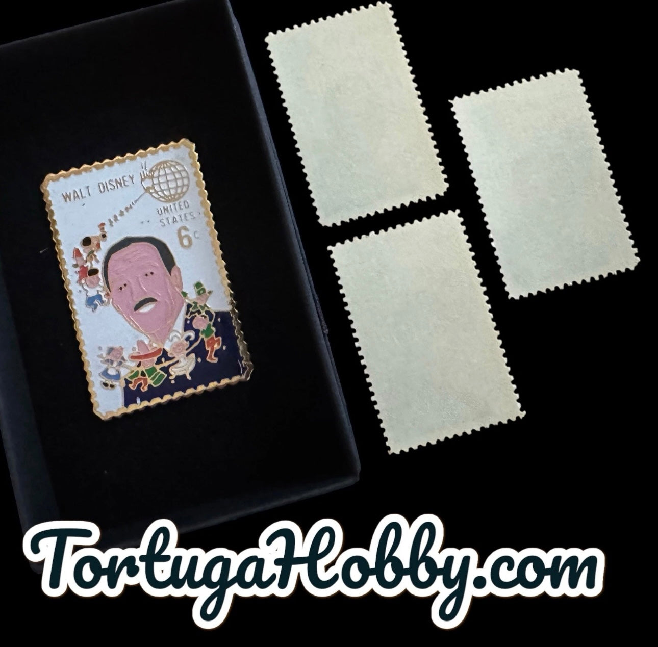 1985 Stamp Pin Collection - Walt DISNEY Includes 3 Original 1968 Postage Stamps