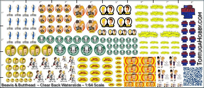 Decals - Beavis & Butthead - Water Slide Decals 1:24 Scale-1:18 Scale