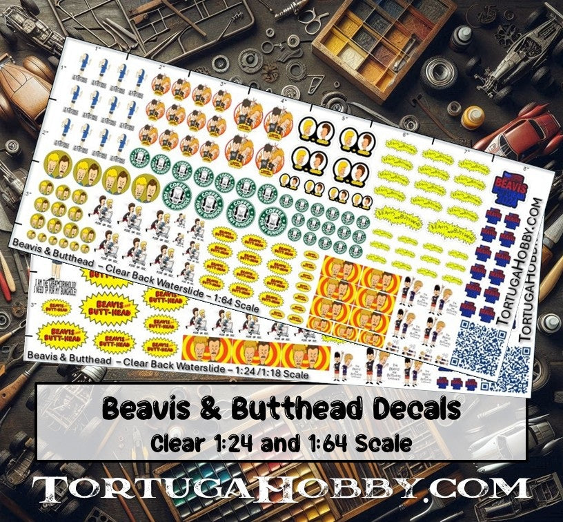 Decals - Beavis & Butthead - Water Slide Decals 1:24 Scale-1:18 Scale
