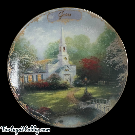 1998 - Thomas Kinkade's Simpler Times #7 - Hometown Chapel  Plate - June