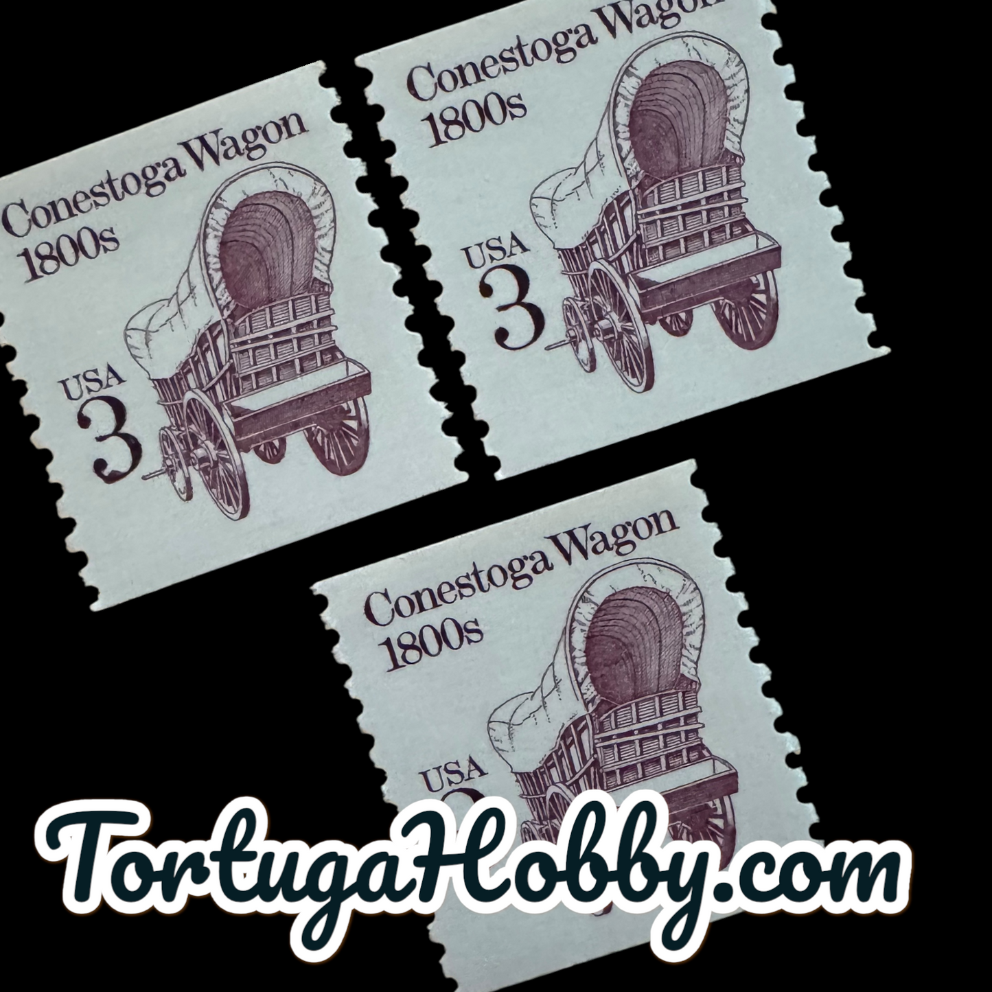1988 - Conestoga Covered Wagon - Transportation Series - 3-Cent Stamp - 3 Stamps
