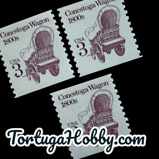 1988 - Conestoga Covered Wagon - Transportation Series - 3-Cent Stamp - 3 Stamps